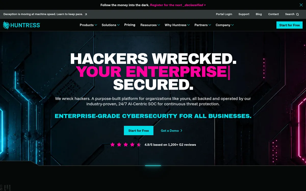 Huntress homepage