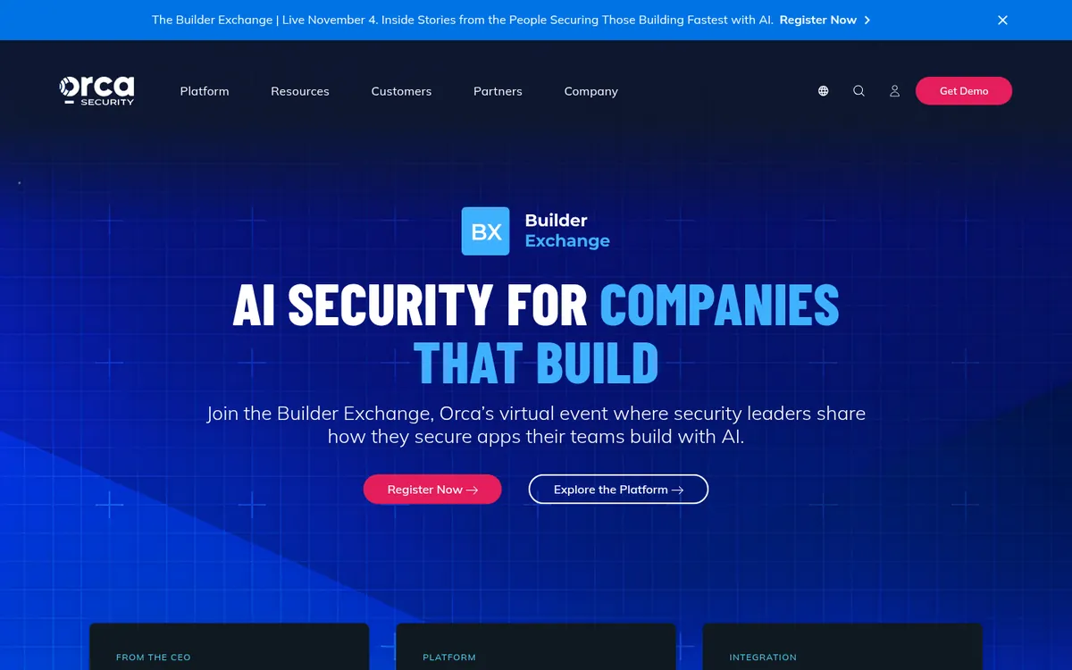 Orca Security homepage